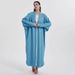 Muslim Women's Solid Color Batwing Sleeve Hem Split Long Robe Cardigan Abaya MSL824_ecoleips.com