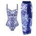 Women’s Sexy One-Piece Swimsuit With Cover-Up Skirt – Slimming High-Cut Bathing Suit (M-XL, Floral & Solid Colors, Quick-Dry Nylon Blend)_ecoleips.com