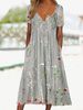 Summer New Women's Casual Floral Print Button round Neck mid Length Straight Pullover Dress Independent Website Clothing_ecoleips.com