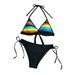 Women's Clothing Black Striped Print Triangle Bikini Sexy Two Piece Swimsuit Rainbow Style Women's Clothing_ecoleips.com