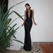 Women’s Clothing Ins Style Summer New Sexy V Neck Halter Neck Backless Long Skirt Solid Color Slit Dress_ecoleips.com