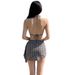 Retro Plaid Three Piece Swimsuit Set Cute Girly Bikini with Small Bust Push up for Women_ecoleips.com