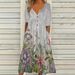 2026 New European & American Women's Spring Trendy Printed V-Neck Button Short-Sleeve Maxi Dress_ecoleips.com