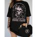 European Size Summer Casual Skull Print T-Shirt Pure Cotton EZwear Women's Clothing Tops_ecoleips.com