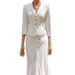 Women's Autumn/Winter Suit Set – Single-Breasted Blazer & Button-Front Slit Skirt | 3/4 Sleeve Office Dress Two-Piece (White/Black) | Sizes S-XXL_ecoleips.com