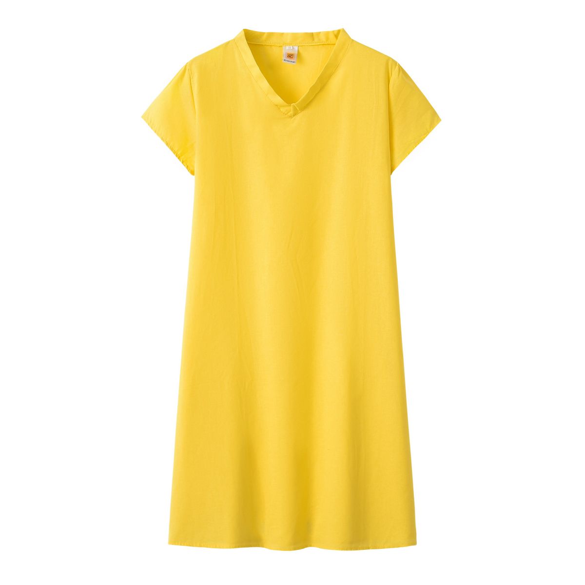 Pure-Color Short-Sleeved V-Neck Dress Eight Size Options Eleven Color Choices Popular Versatile Casual Dress_ecoleips.com