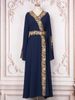 Modest Abaya Dress Elegant Beaded Abaya Dress For Women - Dubai Style Long Sleeve Maxi Dress With Waist Tie_ecoleips.com