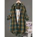 Plaid Cotton And Linen Shirt Women's Long Sleeve Hot Sale Casual Foreign Style Mid-Length Fashion Loose Shirt Jacket_ecoleips.com