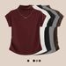 "Half-High Collar Slim Fit T-Shirt – Short Sleeve Blouse With Flutter Sleeves For Women"_ecoleips.com
