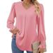 Aria Basics Aria Basics Cross-Border European And American Women's Clothing Autumn Winter New Solid Color Chiffon Blouse V-Neck Pullover_ecoleips.com