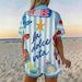 Resort Style Printed Collared Short Sleeve Shirt And Shorts Set For Women (Summer)_ecoleips.com