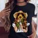 European And American Clothing, Round-neck Tops, Vintage Urban Girl Short-sleeve Women's T-shirt_ecoleips.com