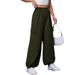 Voya Women's European And American Women's Clothing 2026 Spring-summer New Elastic Waist Loose Casual Wide-leg Sports High-waisted Tapered Pants_ecoleips.com