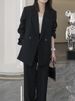 Spring And Autumn Suit Jacket Women's Plus Size Women's Wide Leg Pants Set Fat MM 200 Pounds Pink Loose Suit_ecoleips.com