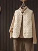 girl Chinese Retro Double-Breasted Button Down Cotton Vest For Women Winter Lightweight Layering Slimming Warm Padded Jacket_ecoleips.com