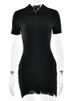 JULISSA MO Irregular Turn-down Collar Zipper Women Bodysuit Short Sleeve High Waist Bodysuit Spring Slim Elegant Sporty Playsuit_ecoleips.com
