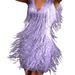 ZC-3629 New Tassel Elegant And Sexy Deep V-Neck Strap Dress For Women_ecoleips.com