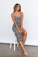 Summer Daisy Print Slim Fit Split Strap Midi Dress Casual Daily Vacation Wear Sundress For Women_ecoleips.com