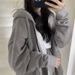 Women's Fleece-Lined Zip-Up Hoodie – Oversized Korean Style Jacket, Thickened Warm Coat, Soft Polyester Blend For Fall & Winter (S-XXXL)_ecoleips.com