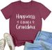 YITAN Women Happiness Is Being Printed Graphic Tee Tops_ecoleips.com