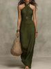 Elegant Sleeveless Summer Party Dress Sexy Halter Hight Waist Solid Color Gowns Women's Fashionable Draped Slim Fit Long Dress_ecoleips.com