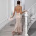 European And American Sexy Women's Sequined Dress Strapless Backless Long Fishtail Skirt Party Dress_ecoleips.com