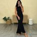 Women Sexy Slim Fit Metal Decor Hip Wrap Pencil Dress Shirred Sleeveless Bodycon Party Evening Cocktail Dress_ecoleips.com