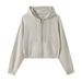 Women's 330G Heavyweight Fleece Zip Hoodie - Cropped High-Neck Pullover With Oversized Fit - Streetwear Essential For Autumn_ecoleips.com
