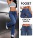 Women's Low-Rise Flared Jeans Royal Blue Distressed Denim Pants Bootcut Hem Stretchy Wide Leg Trousers_ecoleips.com