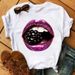 Spring/Summer Plus Size Loose T-Shirt With Colorful Lips Print, Casual Fashion Simple Top For Women_ecoleips.com