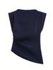 Women's Clothing Spring New Style New Fashion Pleated Decoration Asymmetric Shoulder Pad Top_ecoleips.com