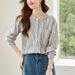 Verve Versatile Striped Pullover Shirt For Women 2025 New Design Loose Round Neck Elegant Long Sleeve Blouse_ecoleips.com