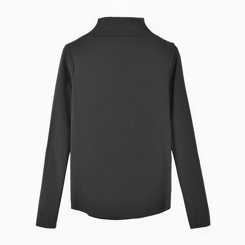 Semi-High-Neck Base Layer T-Shirt For Women, Solid Color T-Shirt For Autumn And Winter, Long-Sleeved Korean Style, Slimm_ecoleips.com