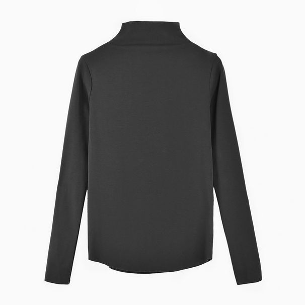 Semi-High-Neck Base Layer T-Shirt For Women, Solid Color T-Shirt For Autumn And Winter, Long-Sleeved Korean Style, Slimm_ecoleips.com