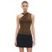 Cross-border Popular Women's Clothing: Stylish Twisted Off-shoulder Sleeveless Tank Sexy Y2K Top, Solid Color,_ecoleips.com