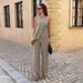 Elegant Casual Women's Halter Neck Pant Suit Loose Fitting American Style Spring Summer 2026 Independent Amazon Website_ecoleips.com