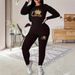 CT00060 Women's Gradient Crown Queen Casual Sleeve Long Pants Print Two-Piece Set_ecoleips.com