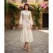 Women's Clothing Women's Classic Stand Collar Lantern Sleeve Maxi Dress Single Breasted Floral Button Detail Flared Skirt_ecoleips.com