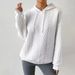 Women's Clothing Hooded Solid Color Three Dimensional Pattern Loose Casual Knit Sweater With Hood Drawstring Sweater_ecoleips.com