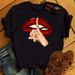Cross-border Supply Women's Fashion Base Shirt With Colorful Lips, Short-sleeved, Loose, Plus-size T-shirt For Women_ecoleips.com