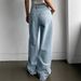 New Cross-border Loose-fitting Floor-length Light Blue Jeans With Vintage Design, Washed Straight High-waisted_ecoleips.com