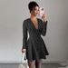 Voya Foreign Trade European And American New Spring-summer Fashion Sweet Polka Dot V-neck Long-sleeve_ecoleips.com