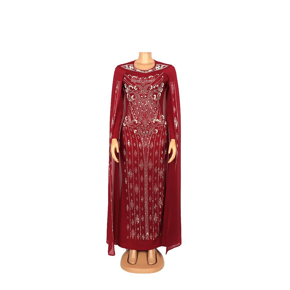 Women's Clothing dress elegant chiffon long sleeve fashionable heavy hot diamond bubble beads hip fishtail large size elastic_ecoleips.com