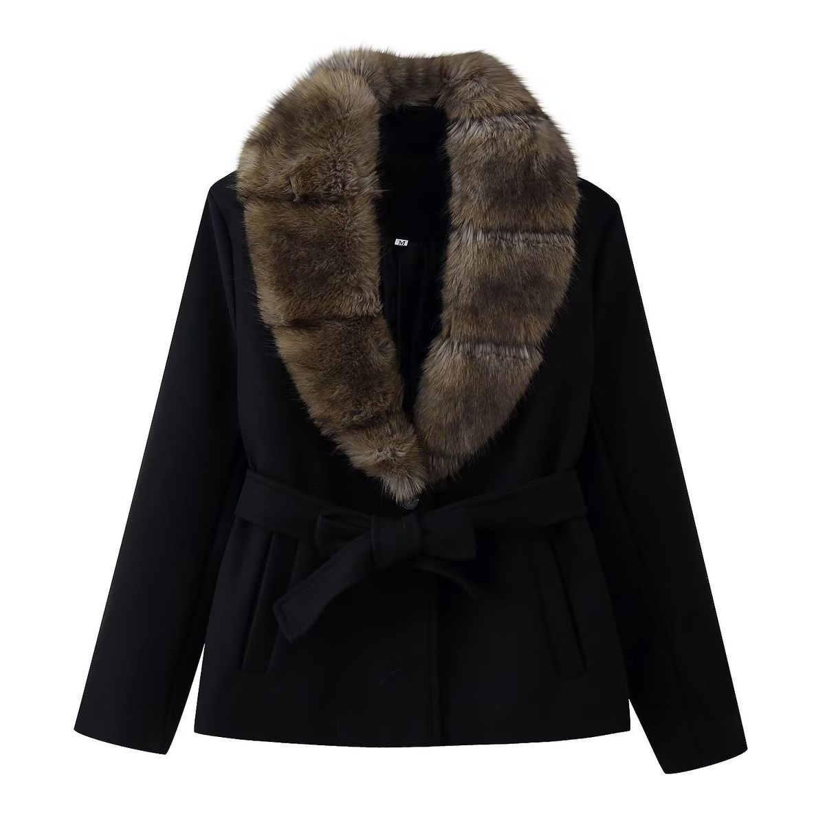Belted Wool-Look Coat – Structured Trench With Stand Collar & Deep Pockets And Frictionless Lining_ecoleips.com