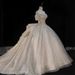 Off The Shoulder Petite Wedding Dress French Style High End Texture Train Princess Style Bridal Main Dress_ecoleips.com