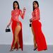 Women's Clothing Fashion Women's Hot Diamond Sexy Hollow Long Sleeved Slit Dress_ecoleips.com