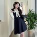 Autumn New Korean Fashion Shirt + Washed Denim 2-Piece Maternity Dress_ecoleips.com