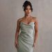 Elegant Backless Summer Dress For Women -Sleeveless V-Neck Slit Maxi Dress With Adjustable Straps, Lightweight Polyester, Perfect For Evening Parties_ecoleips.com