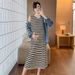 Spring New Korean Fashion Knitted Vest + Denim Jacket 2-Piece Set Maternity Dress_ecoleips.com