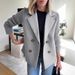 Women's Clothing Blazer Style Casual Wool Blend Coat - Slim Fit Double Breasted Jacket With Notch Lapel, Long Sleeve Office Wear (Khaki, Dark Brown)_ecoleips.com
